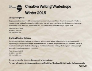 Creative Writing Workshops Winter 2015